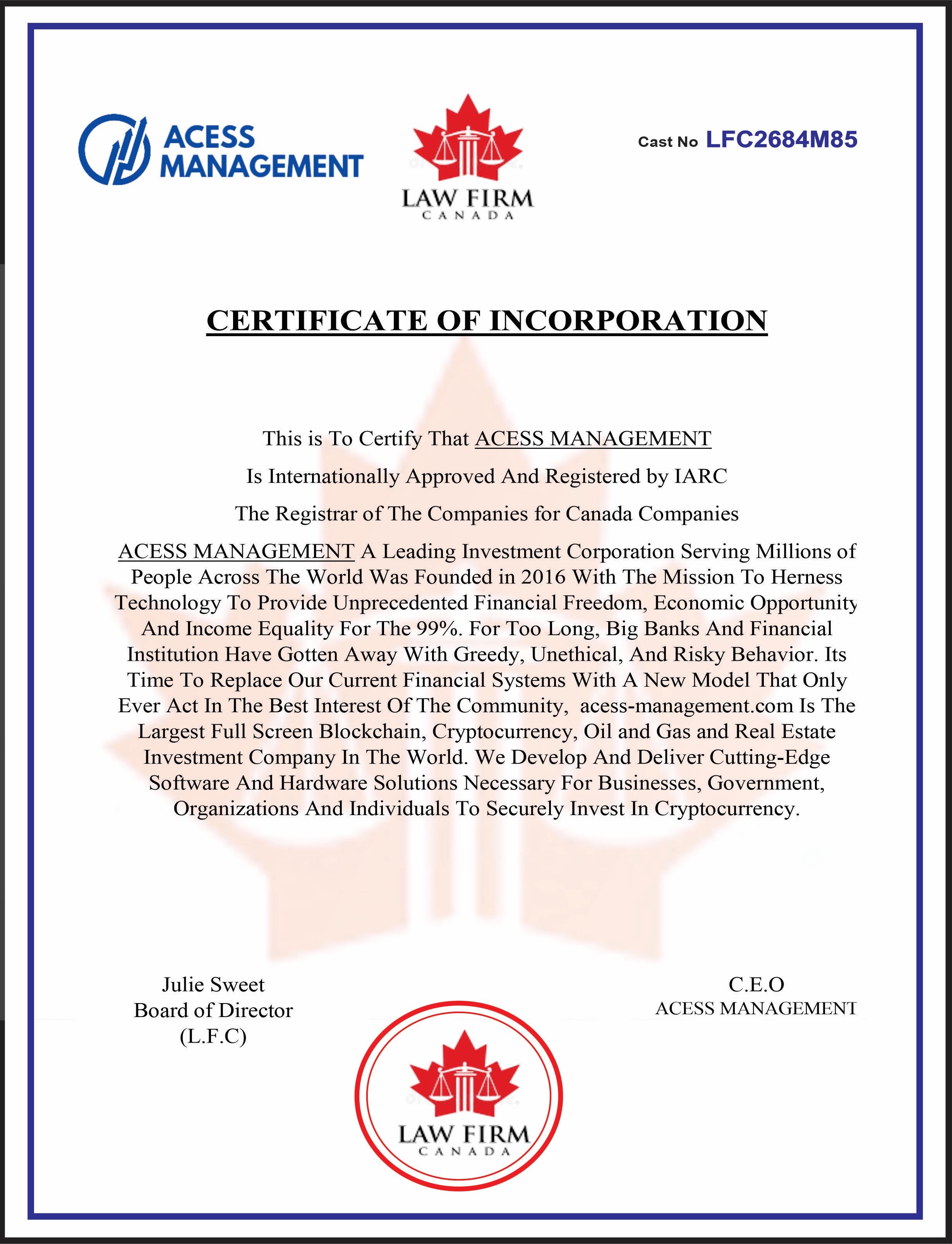 Company Certificate
